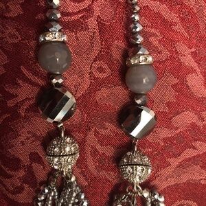Beautiful Grey, Silver & Pewter Convertible Glass Bead Necklace